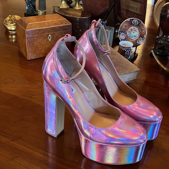 Steve Madden Skyrise platform mary janes in pink irridescent - Picture 14 of 16